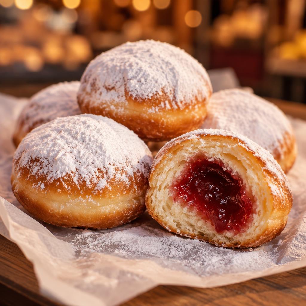 Luxe berlinerbollen met jamvulling en poedersuiker